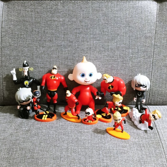 Vintage Incredibles Action Figures Set of 12 Edna Bob Jack-Jack Dash (mt1) - Picture 1 of 6